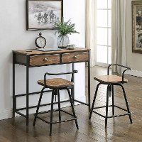 162005 Distressed Pine and Metal 3 Piece Counter Height Breakfast Set - Urban Loft