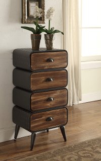 Modern Industrial Metal and Pine 4-Drawer Chest - Urban Loft