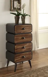 Modern Industrial Metal and Pine 4-Drawer Chest - Urban Loft