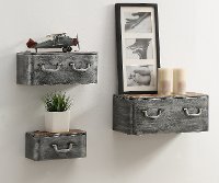 162019 Pine and Metal 3 Piece Hanging Wall Storage Set - Urban Loft