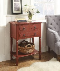 550797 Red 3 Drawer Living Room Chest - Simplicity