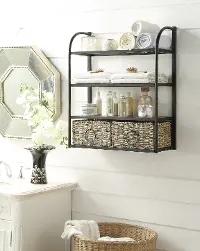 Black Metal Wall Storage Unit with 2 Baskets - Windsor