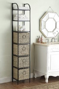 603124 Black Powder Coated Bookcase with 4 Baskets - Windsor