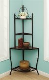 Powdered Black Metal Corner Baker's Rack