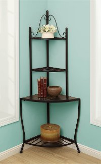 601617 Powdered Black Metal Corner Baker's Rack