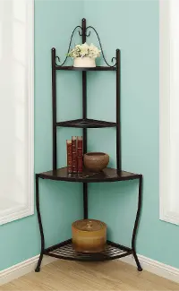 Powdered Black Metal Corner Baker's Rack