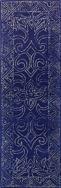 R120-NV-2.6X8-CL130 Navy Blue 8 Foot Runner Rug - Venezia-2