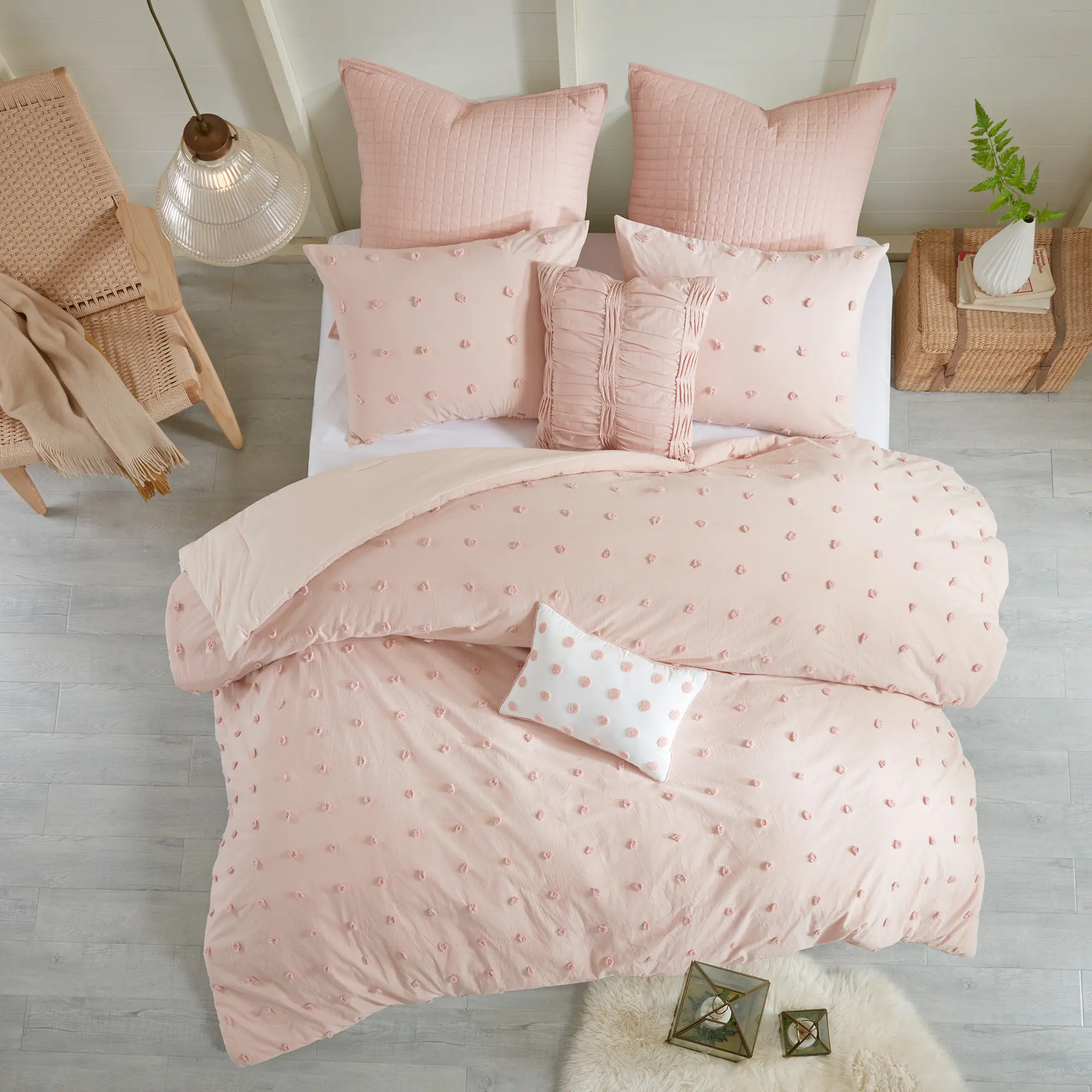 Pink Queen 7 Piece Brooklyn Cotton Jacquard Duvet Bedding Collection-2