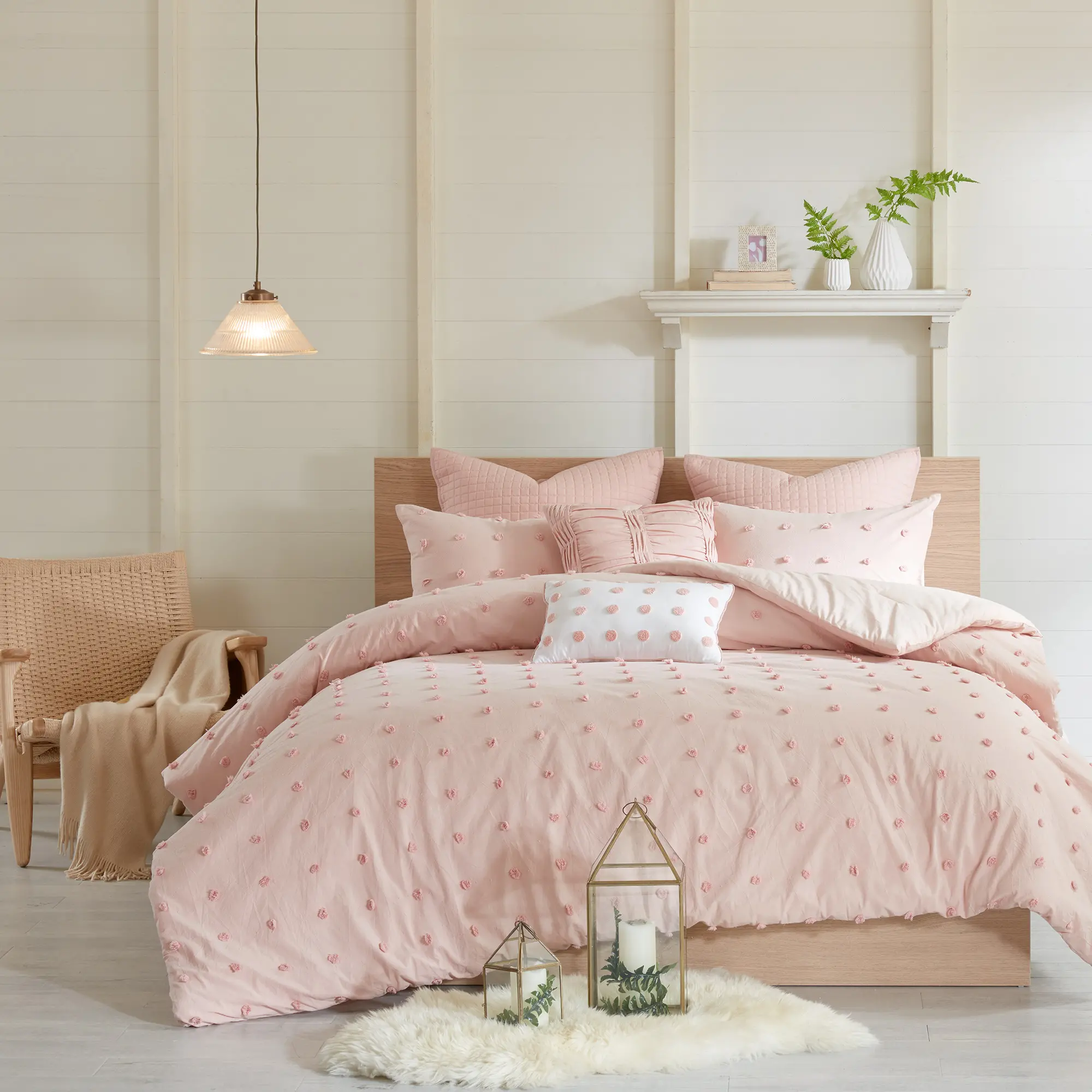 Pink Queen 7 Piece Brooklyn Cotton Jacquard Duvet Bedding Collection-3