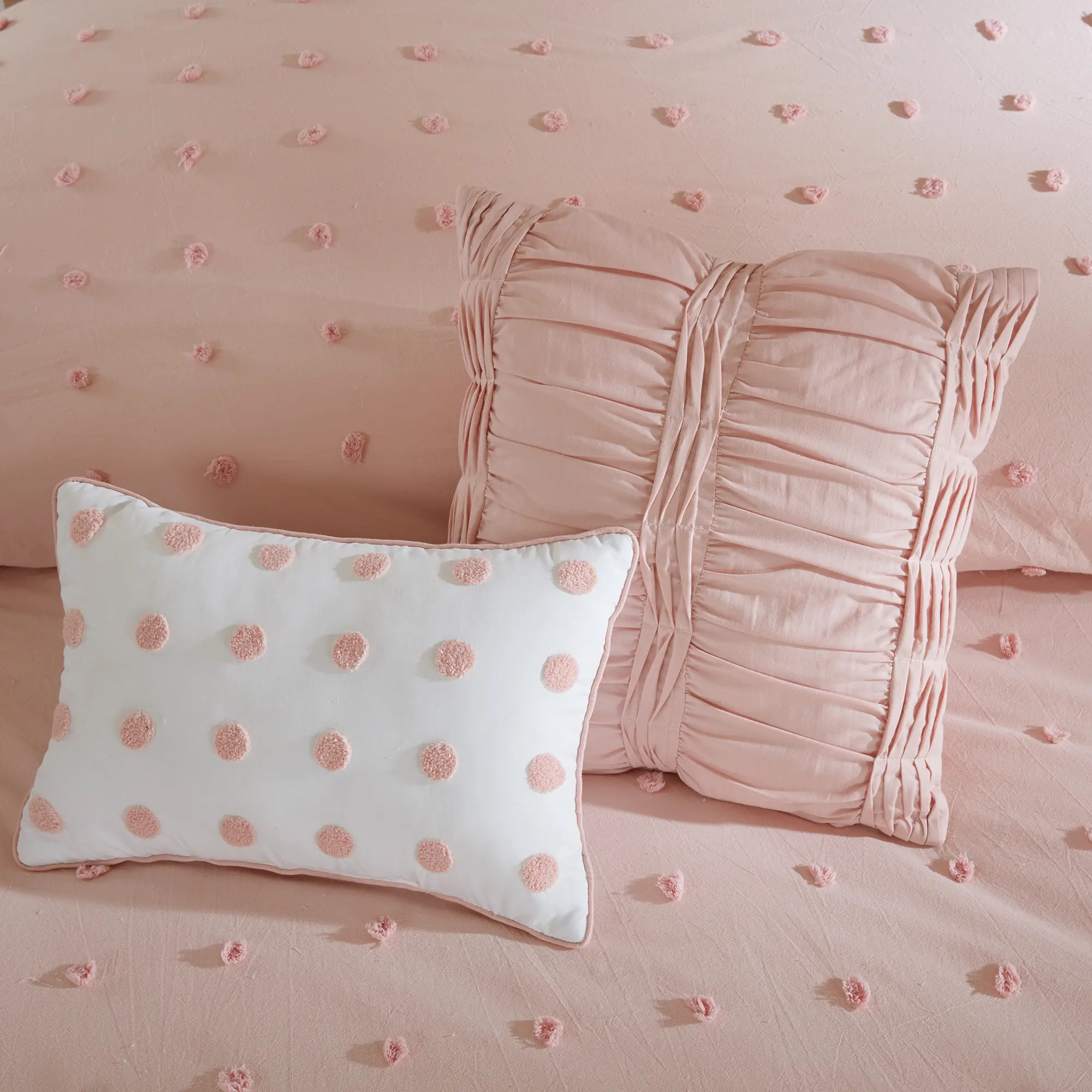 Pink Queen 7 Piece Brooklyn Cotton Jacquard Duvet Bedding Collection-6