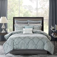 Seafoam Lavine Queen 12 Piece Jacquard Duvet Bedding Collection-5