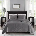 Harper Gray Velvet Queen 3 Piece Coverlet Bedding Collection