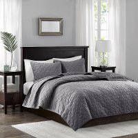Harper Gray Velvet King 3 Piece Coverlet Bedding Collection-2