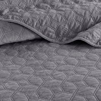 Harper Gray Velvet King 3 Piece Coverlet Bedding Collection-3
