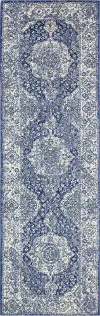Everek Dark Blue 8 Foot Runner Rug