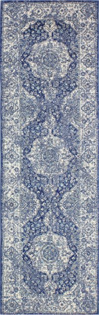 Everek Dark Blue 8 Foot Runner Rug
