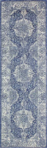 Everek Dark Blue 8 Foot Runner Rug