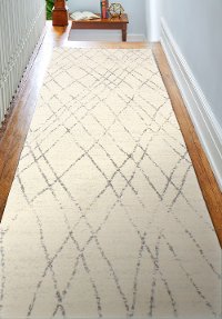Ivory and Gray Area 8 Foot Runner Rug - Everek