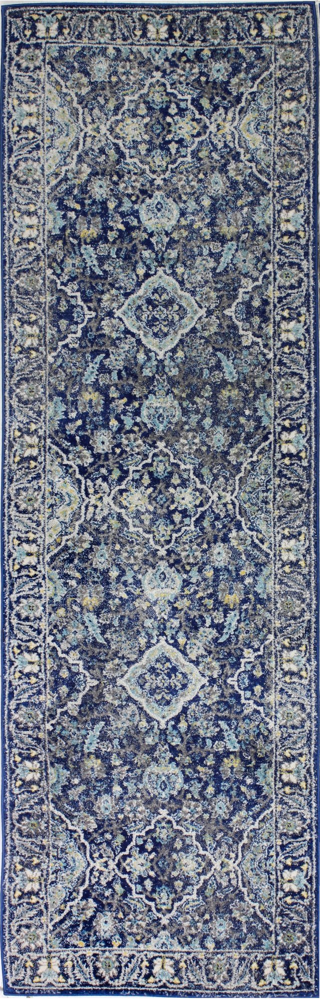 Everek Dark Navy Blue 8' Runner Rug-1