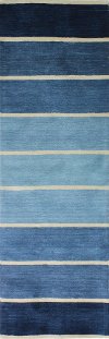Blue Transitional 8 Foot Runner Rug - Contempo