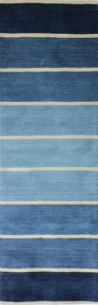 Blue Transitional 8 Foot Runner Rug - Contempo