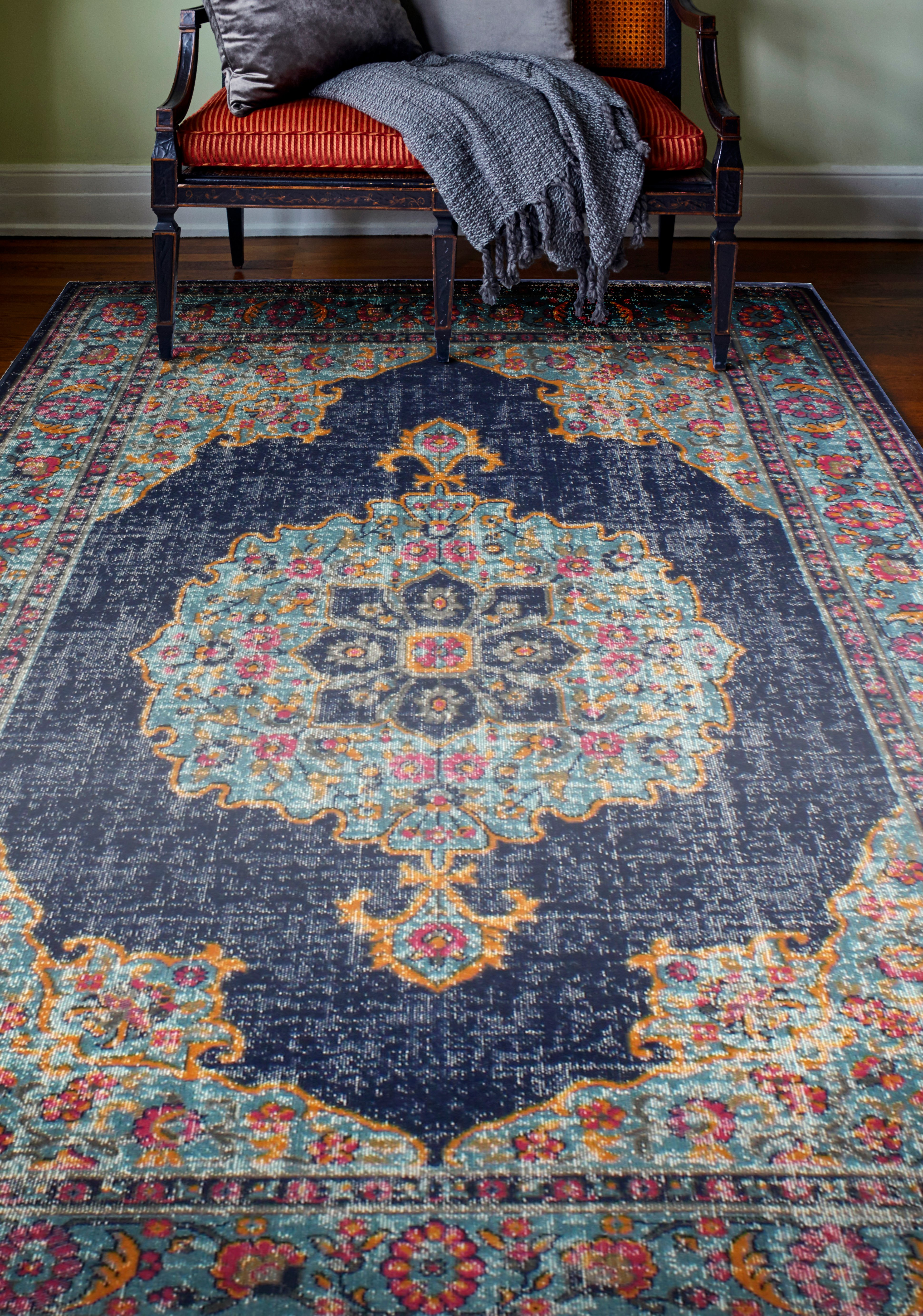Heritage 9 x 12 Dark Blue Area Rug-3