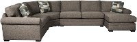 Brown 4 Piece Sectional Sofa with RAF Chaise - Orion