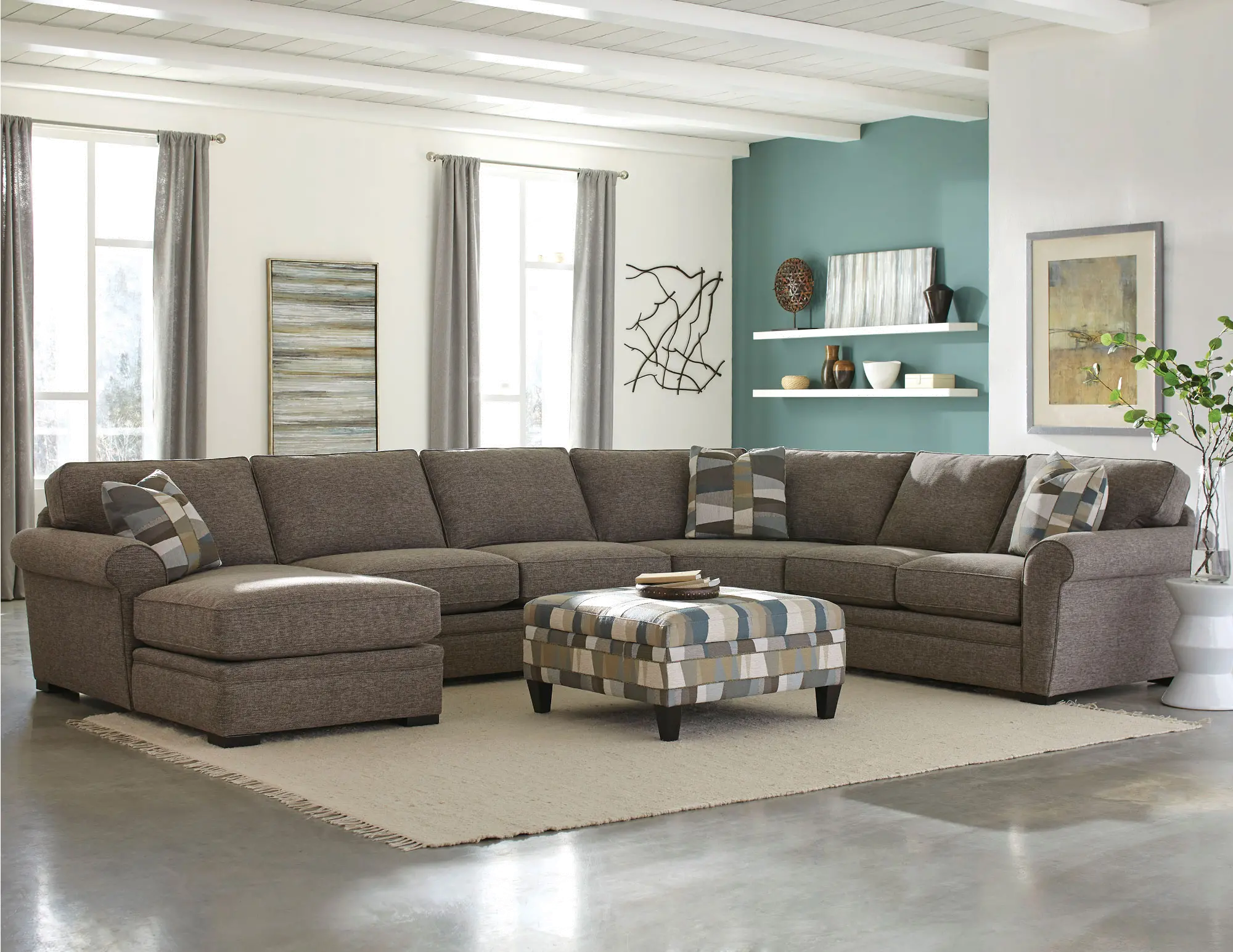 KIT Brown 4 Piece Sectional Sofa with LAF Chaise - Orion-1