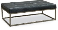 Modern Granite Gray Leather Cocktail Ottoman - Xander