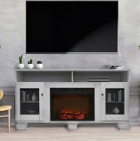 CAM6022-1WHT Crisp White Modern 60 Inch Fireplace TV Stand - Savona