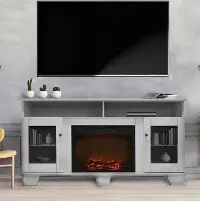 CAM6022-1WHT Crisp White Modern 60 Inch Fireplace TV Stand - Savona