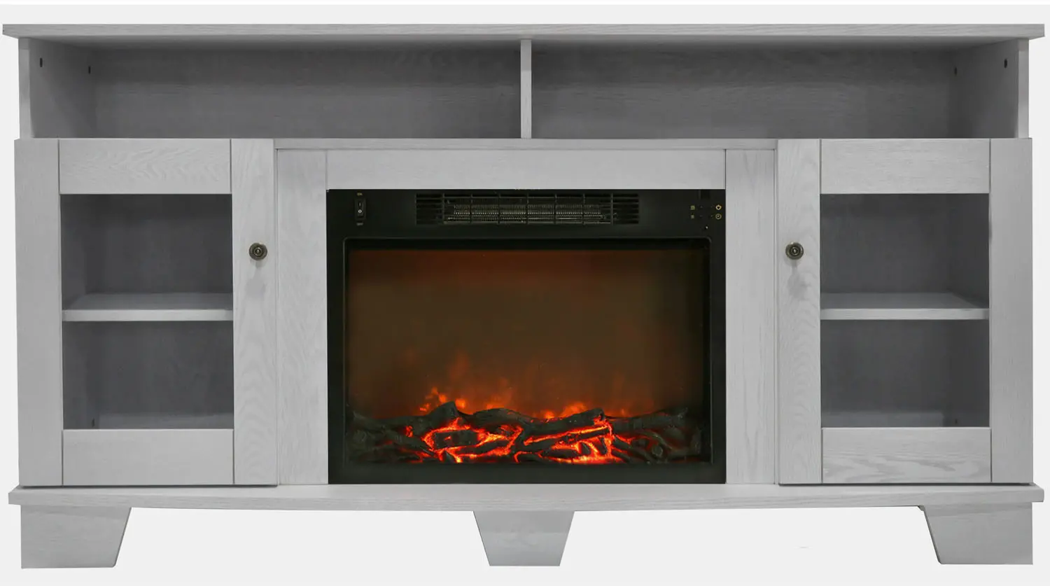 CAM6022-1WHT Crisp White Modern 60 Inch Fireplace TV Stand - Savona-2
