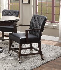 Walnut and Black Game Chair with Casters - Payout