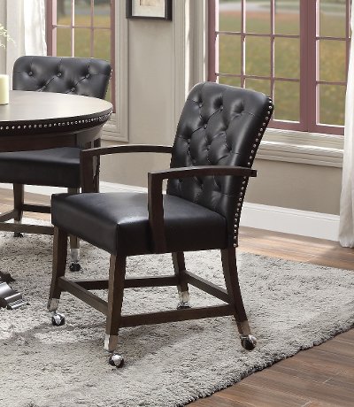 Walnut and Black Game Chair with Casters - Payout