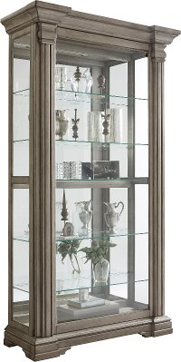 Bluff Gray Sliding Door Curio Cabinet - Madison Ridge