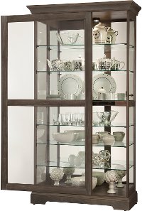Aged Auburn Sliding Door Curio Cabinet - Tyler