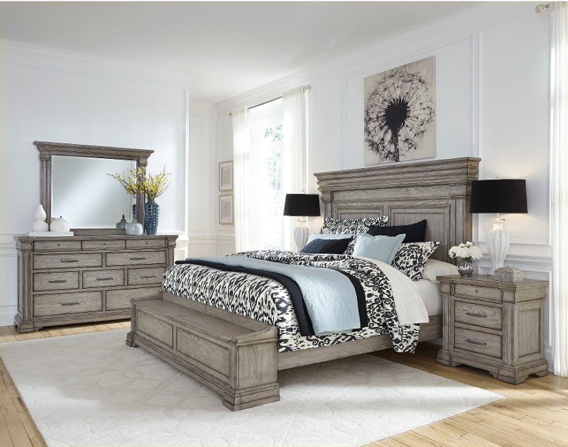 Classic Traditional Gray 4 Piece Queen Bedroom Set Madison Ridge