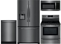 KIT Frigidaire 4 Piece Kitchen Appliance Package with Electric Range with 5 burners - Black Stainless Steel