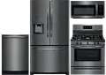 .FRG-BTM-4PC-BSS-GAS Frigidaire 4 Piece Gas Kitchen Appliance Package with 26.8 cu. ft. French Door Refrigerator - Black Stainless Steel