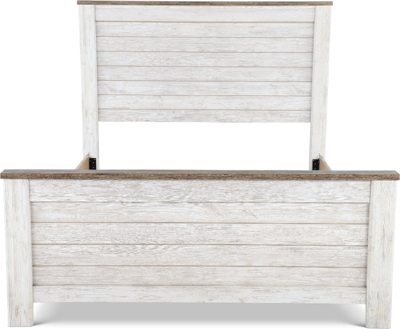 Classic Rustic Whitewash Full Size Bed Millhaven