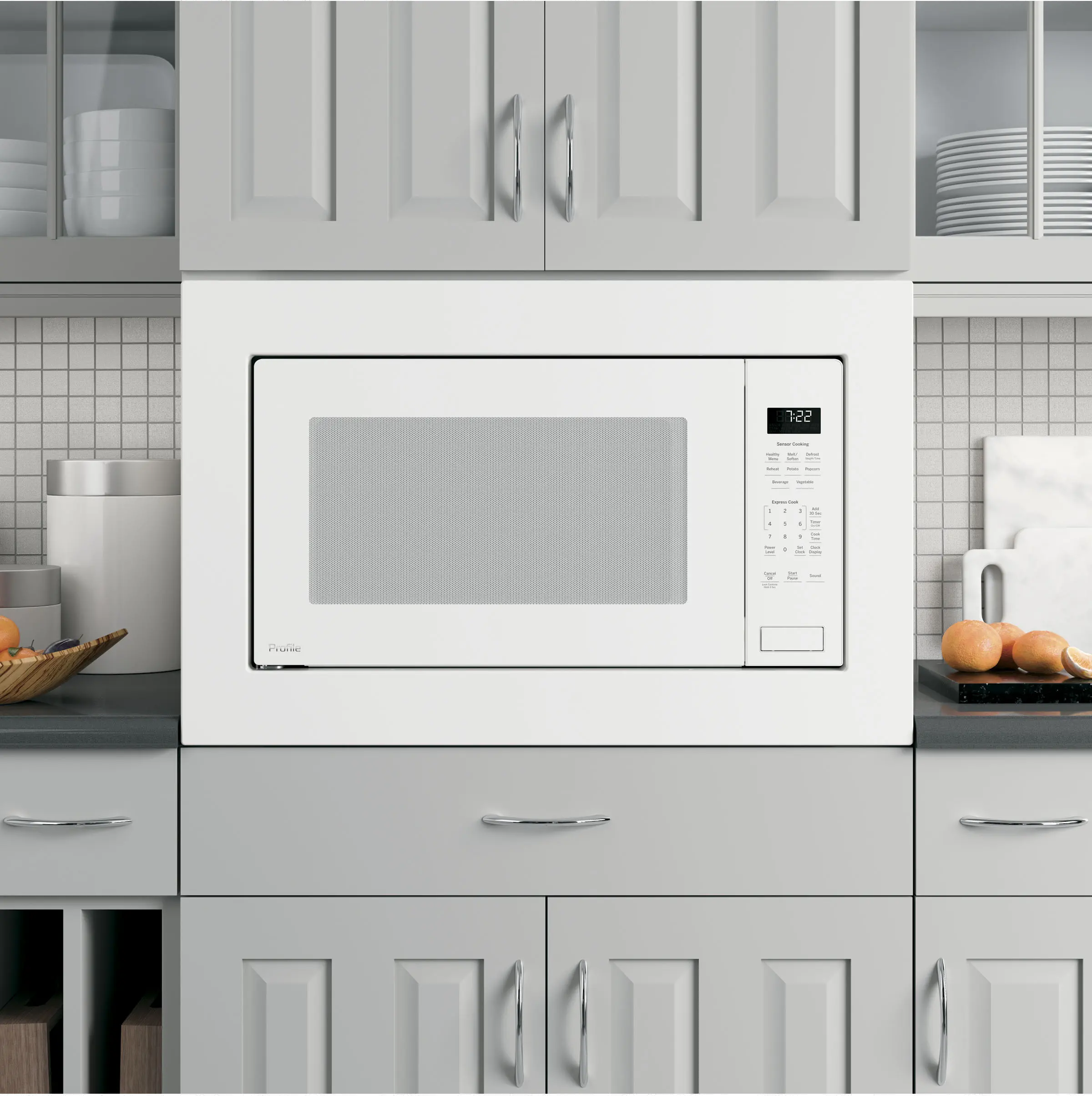 PEB7227DLWW GE Profile Countertop Microwave - 2.2 Cu. Ft. White-2