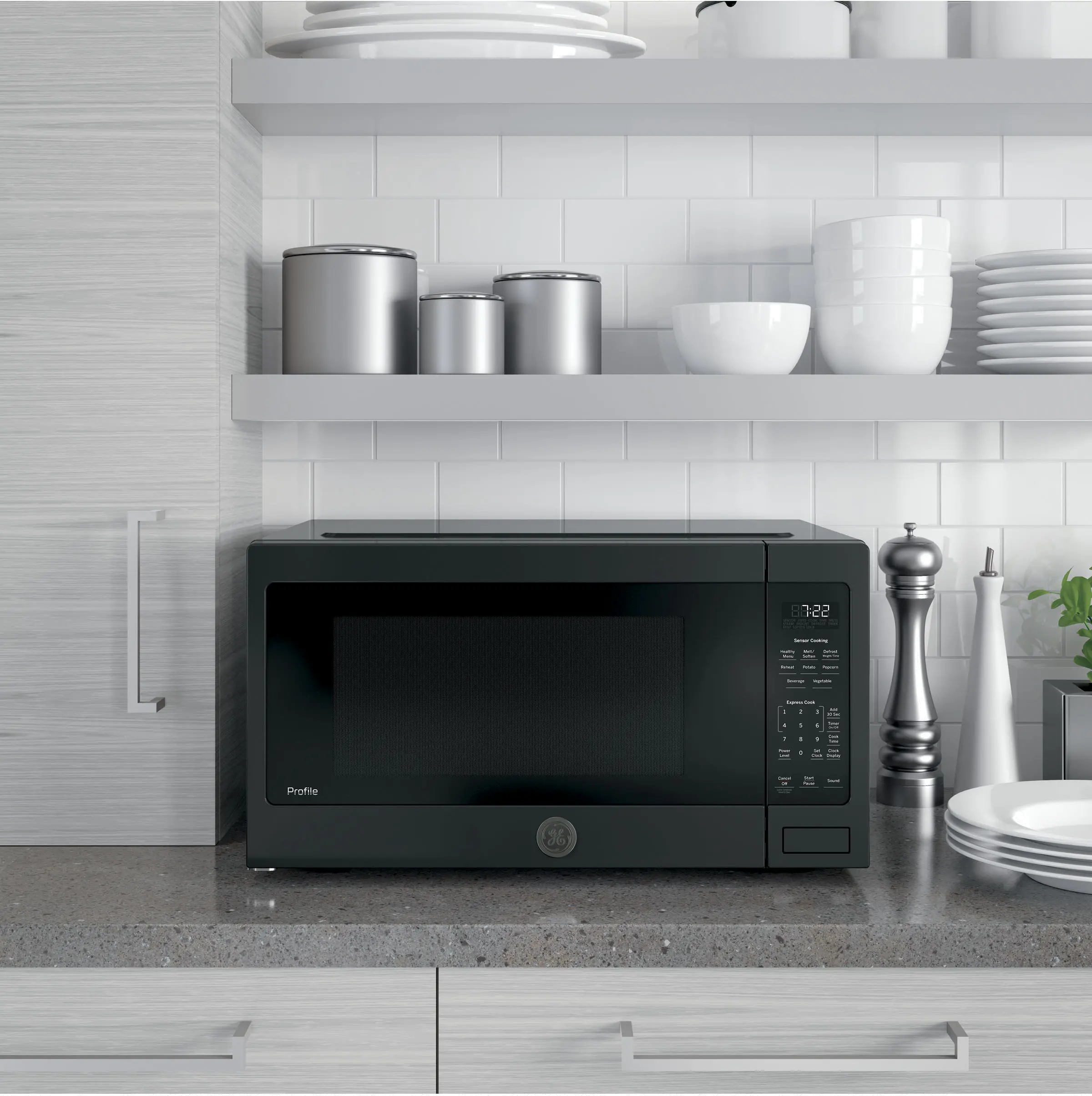 PES7227DLBB GE Profile Countertop Microwave - 2.2 cu. ft. Black-4
