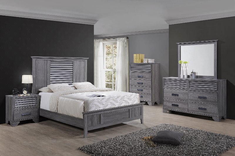 Casual Contemporary Gray 4 Piece Queen Bedroom Set ...