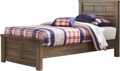 Rustic Modern Driftwood Brown Twin Bed - Fairfax
