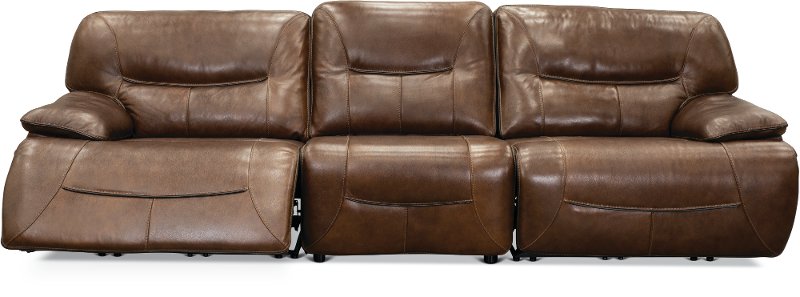 Brown Leather Match 3 Piece Power Reclining Sofa Max Rc Willey Brown Leather Match 3 Piece Power Reclining Sofa Max