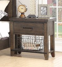 2622-37/NIGHTSTAND Rustic Contemporary Weathered Brown Nightstand - Montana