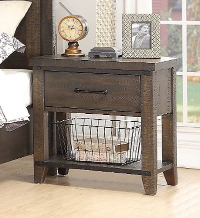 2622-37/NIGHTSTAND Rustic Contemporary Weathered Brown Nightstand - Montana