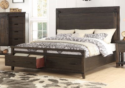 2622/STORAGEBED6/6 Rustic Contemporary Brown King Storage Bed - Montana