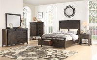 6PC:2622/MONTANA5/0 Rustic Contemporary Brown 4 Piece Queen Bedroom Set - Montana