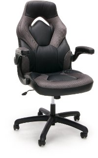 Gray and Black Racing Style Leather Gaming Chair - Essentials